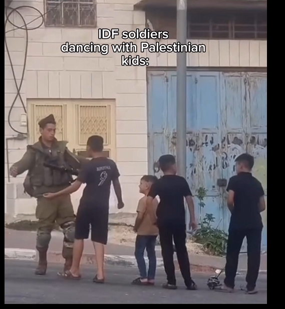 IDF soldiers dancing with Palestinian kids