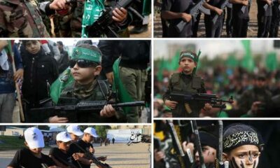 children in Gaza carrying weapons
