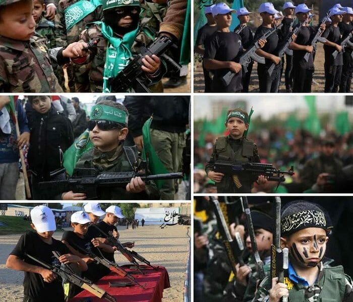 children in Gaza carrying weapons