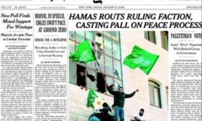 New York Times Cover showing Hamas election victory in 2006. Credit: Martin Kramer’s FB page.