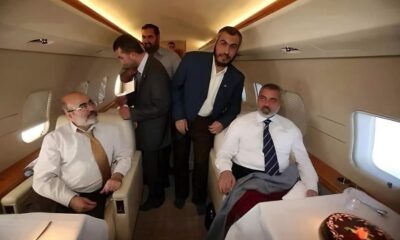 Hamas leaders on a private jet. Credit: Uzair Khattak’s FB page.