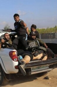 Shani Louk dragged by terrorists in Gaza. Credit: Alan Burton's FB page.