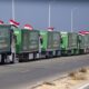 Trucks bringing humanitarian aid to Gaza. Credit: ‘N12’ FB page.